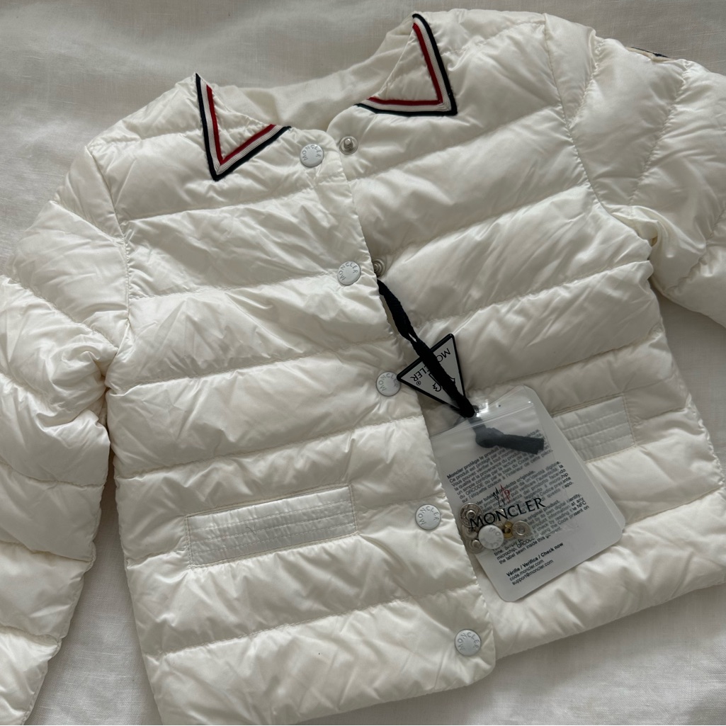 Kids Moncler Jacket Coat In A Size 3. White. Nwt